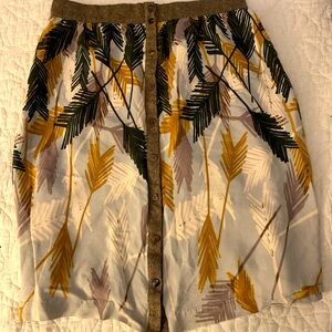 Anthropologie Edme and Esyllte Flurried Plumes Midi Skirt with Wool Blend Trim